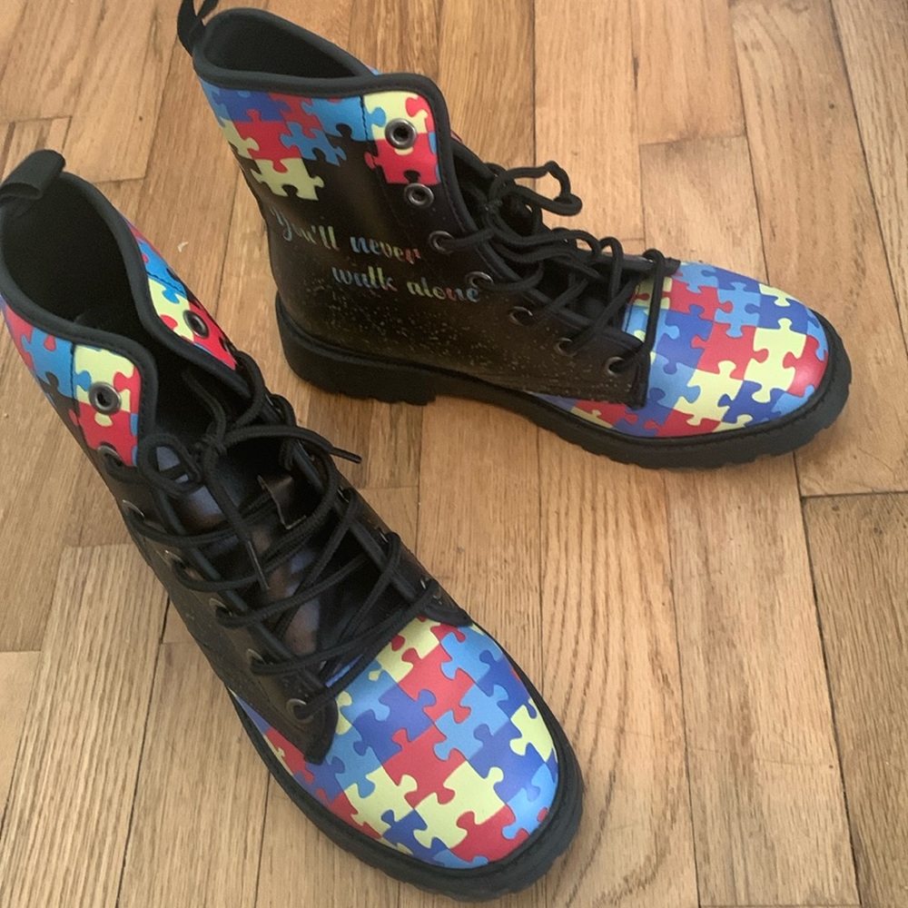 “You’ll Never Walk Alone” Autism Support Unbranded Combat Boots